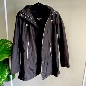 Novelti Black Raincoat with silver hardware and adjustable waist size S